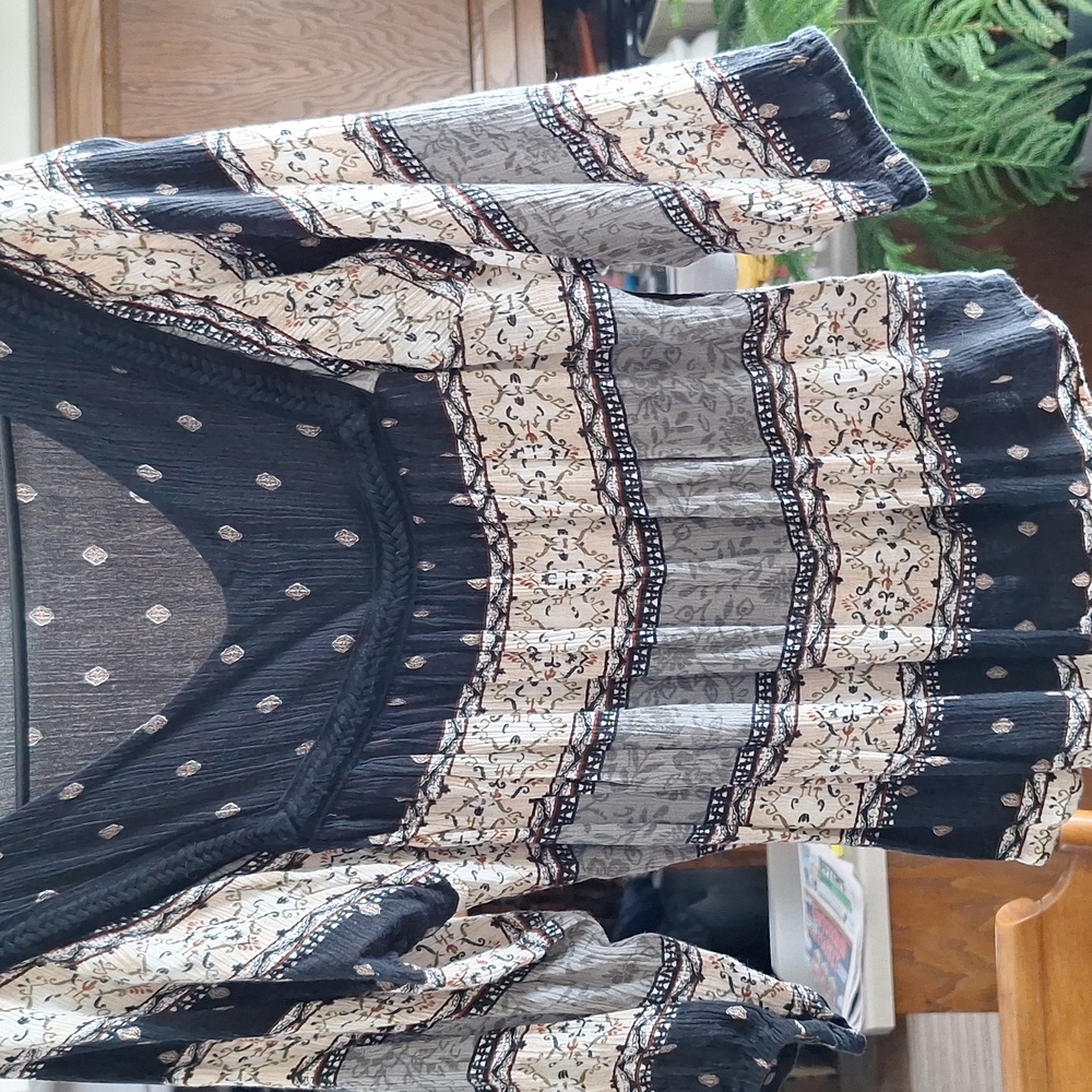 Maurice's Boho Top - Black, Gray And Cream